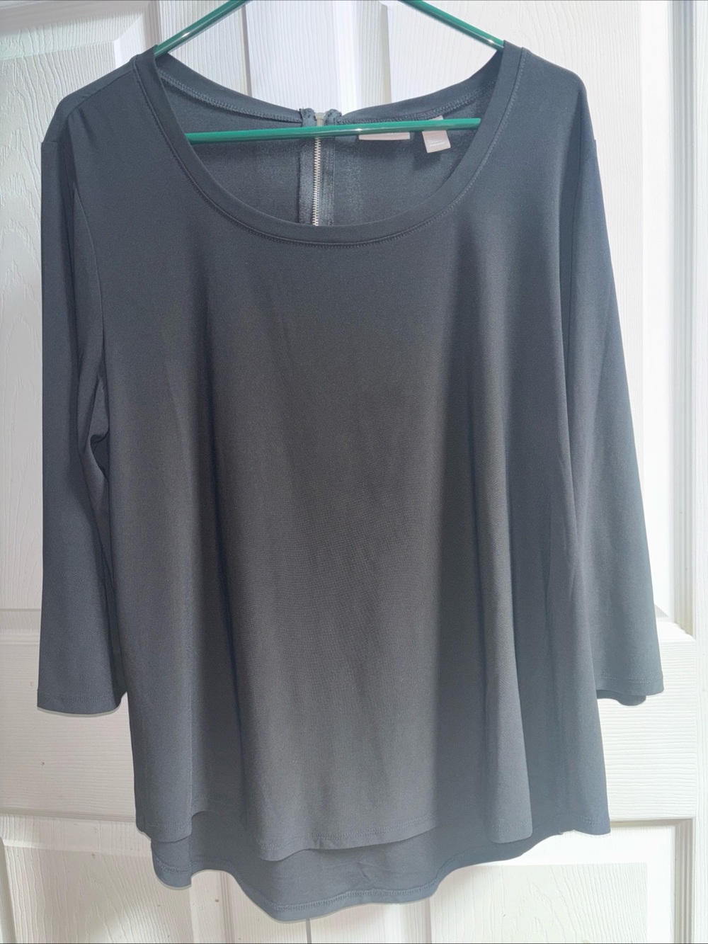 Women’s Black Chico’s Size 3 Scoop Neck Long Sleeve Top